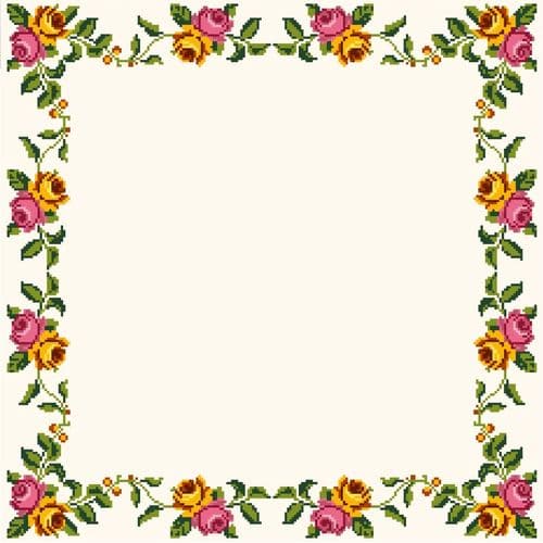 Gobelin-L Pink and Yellow Rose Tablecloth Counted Cross Stitch Kit