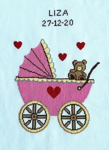 Gobelin-L Pink Pram Stamped Cross Stitch Kit