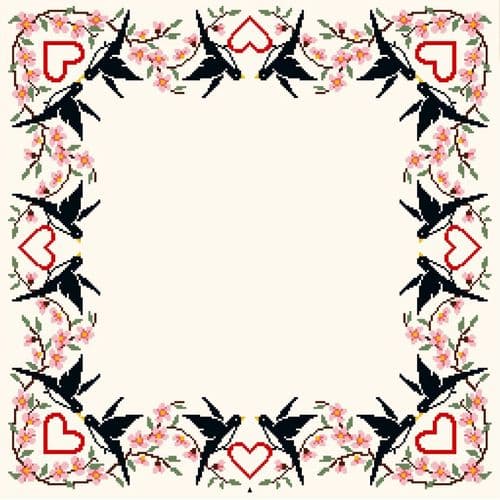 Gobelin-L Swallows and Hearts Tablecloth Counted Cross Stitch Kit