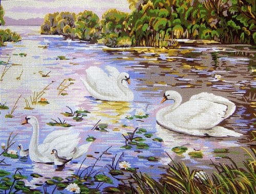 Gobelin-L Swans in the River Tapestry Canvas