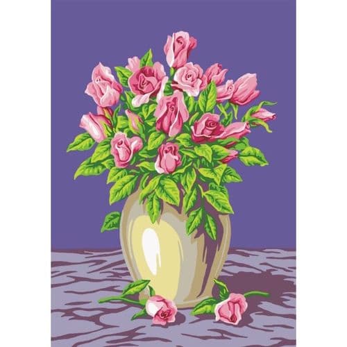 Gobelin-L Vase of Pink Roses Tapestry Canvas