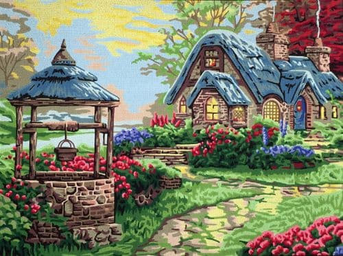 Gobelin-L Wishing Well Cottage Tapestry Canvas