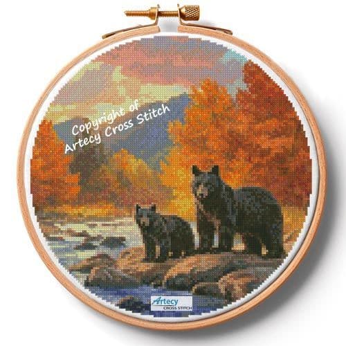 Golden Crossing Hoop (Large) by Artecy printed cross stitch chart