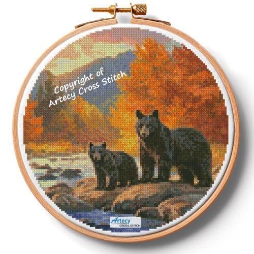 Golden Crossing Hoop (Medium) by Artecy printed cross stitch chart