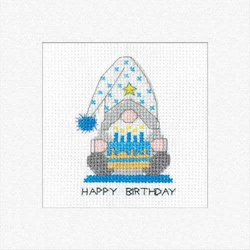 Gonk Birthday Cake Boy Card cross stitch kit