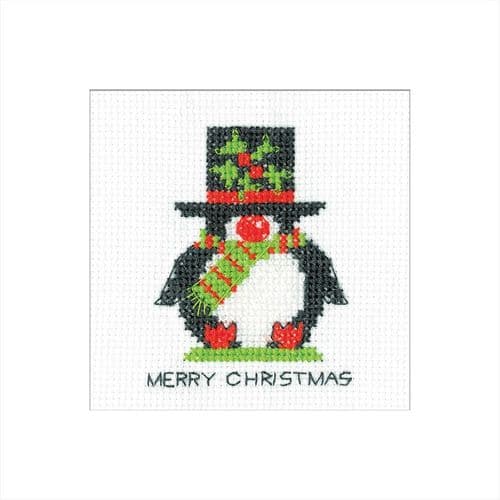 Gonk - Christmas Penguin Top Hat Card cross stitch kit