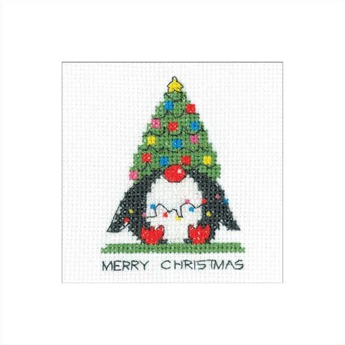 Gonk - Christmas Penguin Tree Card cross stitch kit