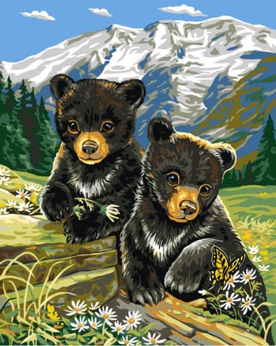 Grafitec Bear Cubs in Spring Tapestry Canvas
