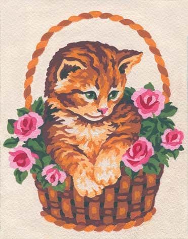 Grafitec Cat in a Basket Tapestry Canvas