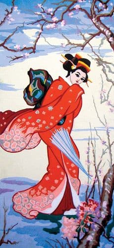 Grafitec Cherry Blossom Geisha Tapestry Canvas