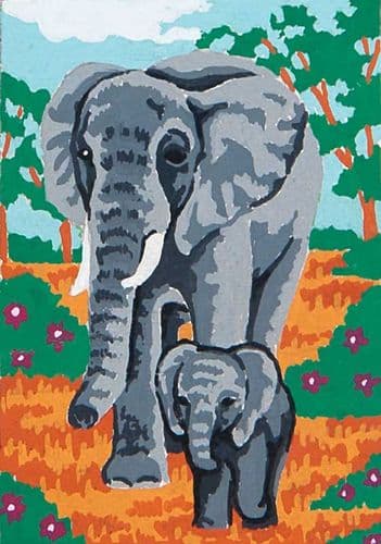 Grafitec Elephant and Calf Tapestry Canvas