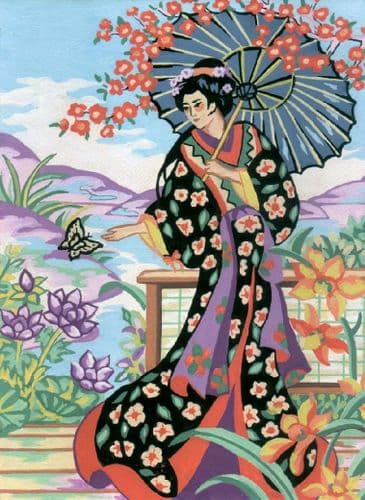 Grafitec Geisha with Parasol Tapestry Canvas