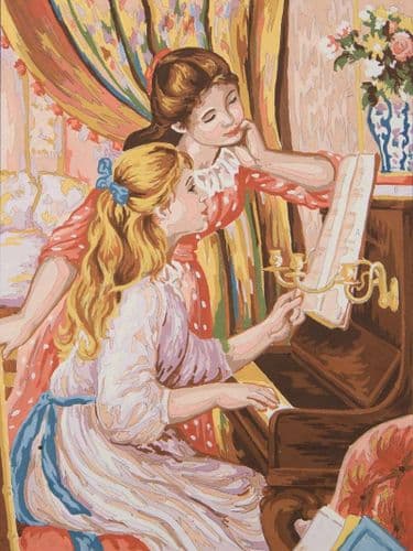 Grafitec Girl at the Piano Tapestry Canvas