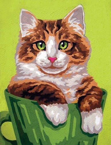 Grafitec Kitten in a Cup Tapestry Canvas