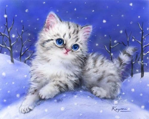 Grafitec Kitten in the Snow Tapestry Canvas