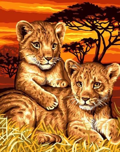 Grafitec Lion Cubs Tapestry Canvas