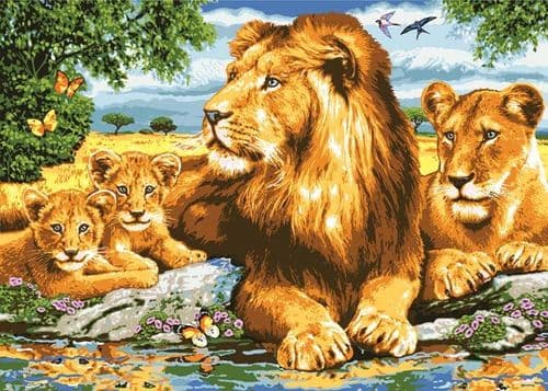 Grafitec Lion Family Tapestry Canvas