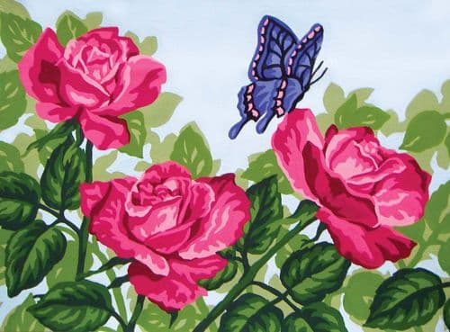 Grafitec Pink Roses and Butterfly Tapestry Canvas
