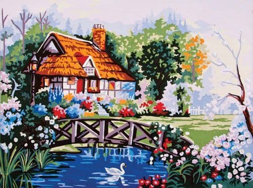 Grafitec Pond in the Garden Tapestry Canvas