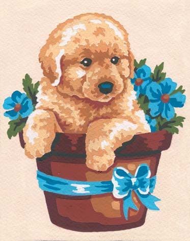 Grafitec Puppy and Flowers Tapestry Canvas