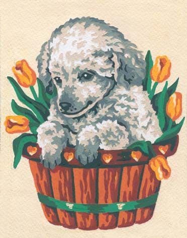 Grafitec Puppy and Tulips Tapestry Canvas