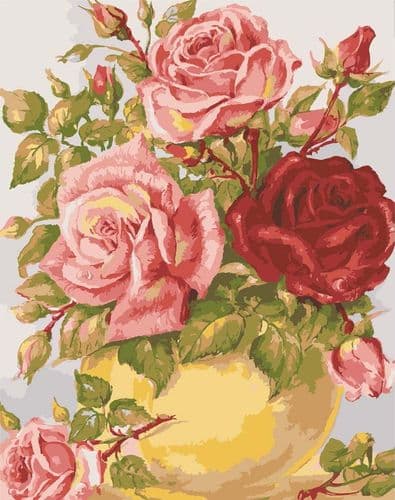 Grafitec Roses in a Yellow Vase Tapestry Canvas