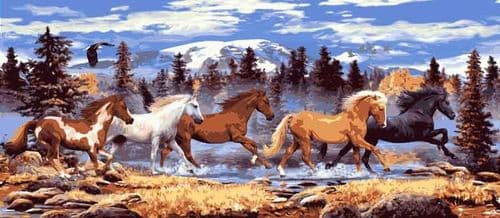 Grafitec Running Horses Tapestry Canvas