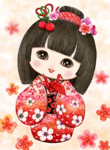 Grafitec Sweet Geisha Origami Tapestry Canvas