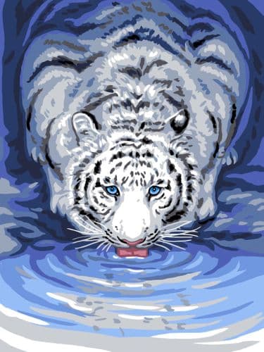 Grafitec White Tiger Drinking Tapestry Canvas