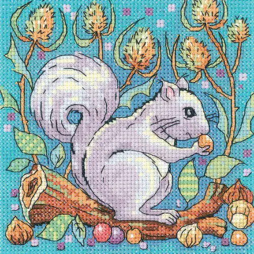 Grey Squirrel cross stitch chart - Karen Carter Collection