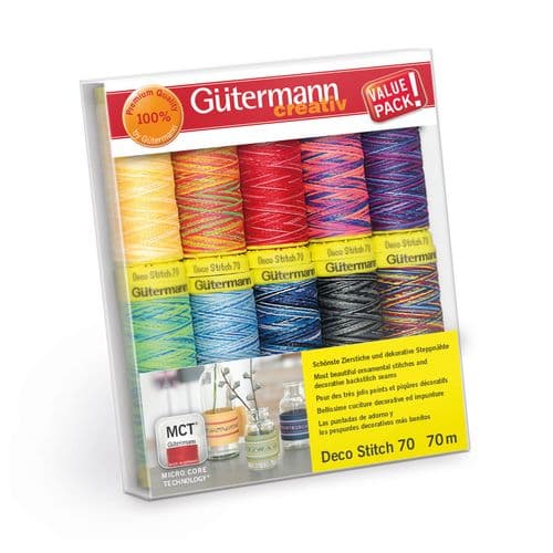 Gutermann Thread Set: Deco Stitch 70: 10 x 70m: Assorted C