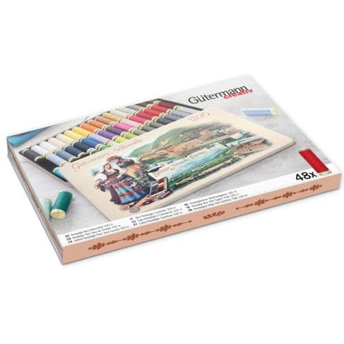 Gutermann Thread Storage Tin: Nostalgic '1895': Sew-All: 48 x 100m: Assorted Shades