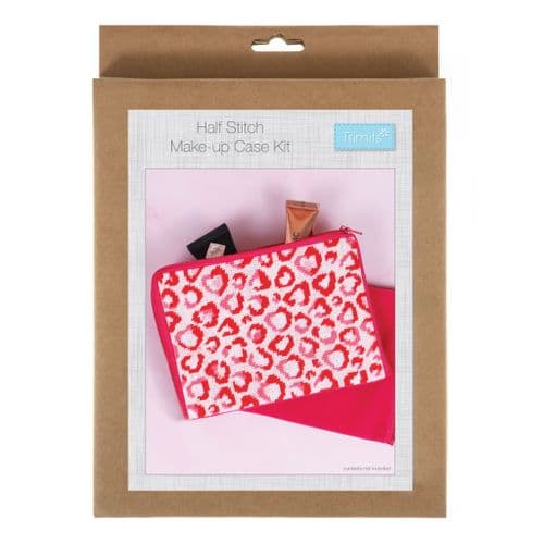 Half Stitch / Tapestry Kit: Stitch Your Own Make Up Pouch / Case: Love Leopard