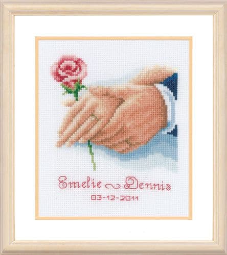 Hands and Rose Wedding Sampler Counted Cross Stitch Kit by Vervaco