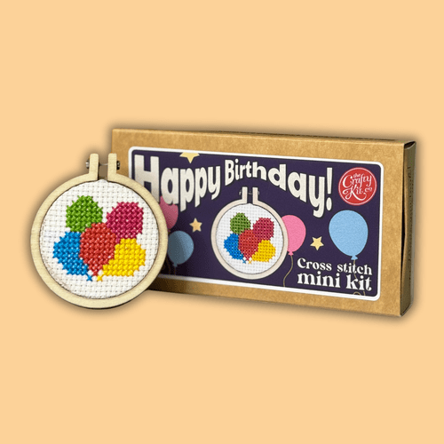 Happy Birthday! (Balloons) Matchbox Mini Cross Stitch Kit