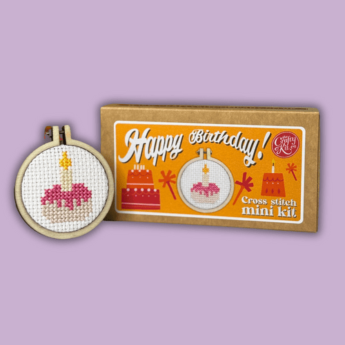 Happy Birthday (Cake) Matchbox Mini Cross Stitch Kit