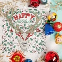 Happy Holiday Deer by Peacock & Fig printed cross stitch chart