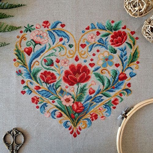 Heart Bloom cross stitch chart by Artmishka Cross Stitch