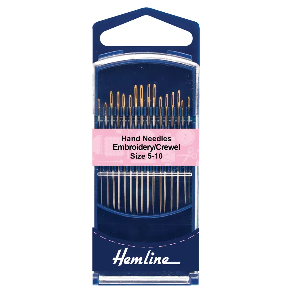 Hemline Hand Sewing Needles Premium Embroidery - Crewel Size 5-10