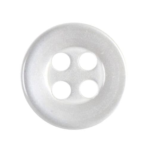 Hemline Round 4 Hole Pearlescent White Rimmed Buttons