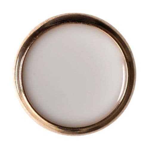 Hemline Round Gold Rimmed White Buttons