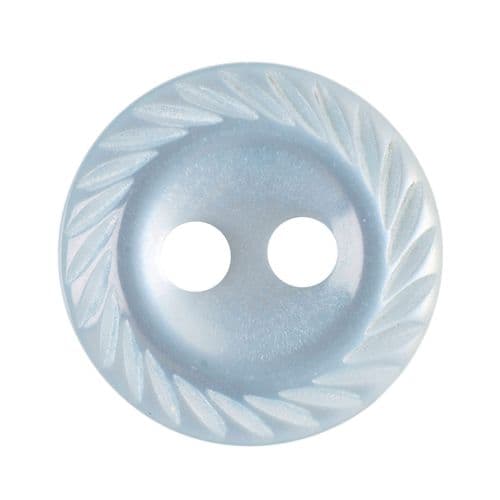 Hemline Round Pearlescent Baby Blue Bevelled Rim Buttons