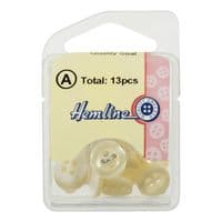 Hemline Round Pearlescent Cream Rimmed Buttons