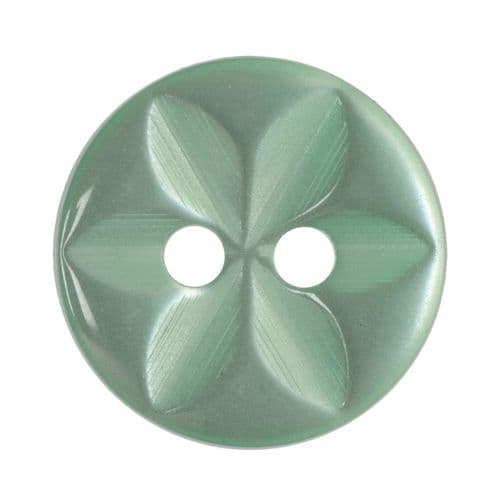 Hemline Round Pearlescent Light Green Flower Buttons