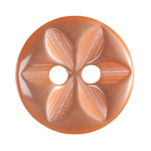 Hemline Round Pearlescent Orange Flower Buttons