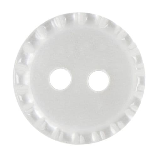 Hemline Round White Crimp Edge Buttons