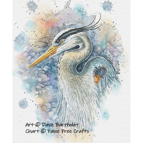 Heron Portrait by Paine Free Crafts printed cross stitch chart
