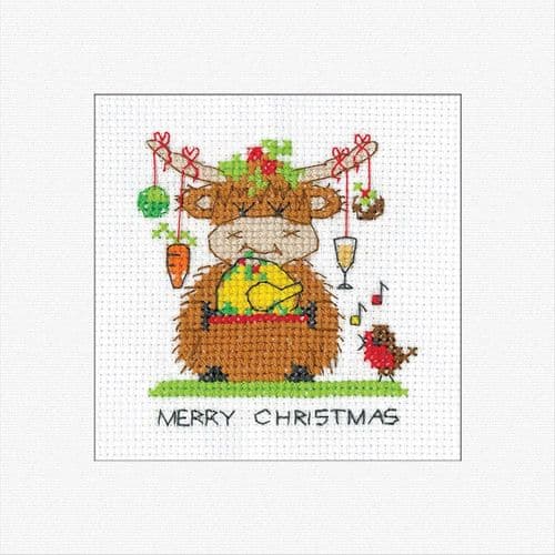 Highland Christmas Dinner Card cross stitch kit