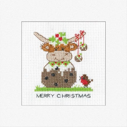 Highland Christmas Pudding Card cross stitch kit
