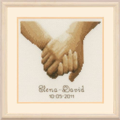 Holding Hands Wedding Sampler Counted Cross Stitch Kit by Vervaco